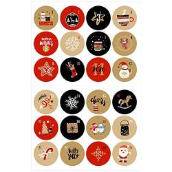 24 Adventskalender Zahlen,Aufkleber für Adventskalender, Aufkleber Weihnachten,Adventskalender Sticker,Nummern Aufkleber, Geschenkaufkleber Weihnachten, Adventskalender Befüllen (H, one size) von GZYshoyao