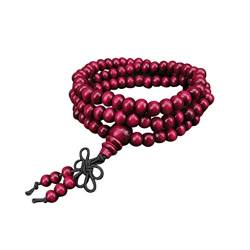 GZYshoyao 108 natürliche Perlen 6mm Holzarmband Sandelholzschmuck Perlenarmbänder Armband Christlich (Red, One Size) von GZYshoyao