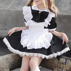 GZYshoyao Anime French Maid Dress Niedliche Maid Dress Cosplay Kleid für Halloween Maid Lolita Kostüm Outfit Set Anime Girl Sexy Kleid Schwarz von GZYshoyao