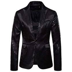 GZYshoyao Herren Pailletten Sakko Gold Glitzer Blazer Slim Fit Hochzeit Mantel Langarm Mantel Anzug Herrenjacke Performance-Kostüm für Hochzeit und Party von GZYshoyao