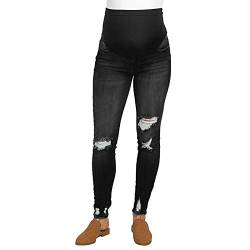 Umstandsjeans Skinny Jeans FüR Schwangere Schwangerschaftsjeans Lang Umstandshose Jeans Hose Destroyed Jeans Maternity Jeanshose Denim Leggings FüR Schwangerschaft Umstands JeansJeggins (Black, XXL) von GZYshoyao