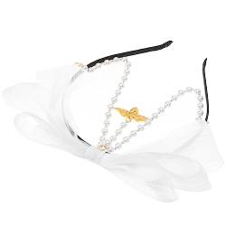 1 Stück Schleifen-Stirnband, Hochzeits-Kopfschmuck für die Braut, Perlen-Haargummi, Brautschleier für Hochzeit, Feen-Haarband, Bogen-Schleier-Stirnband, Feen-Stirnband, Festival-Stirnband von GaRcan