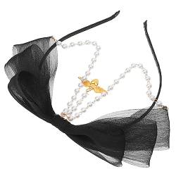 1 Stück Schleifen-Stirnband, Hochzeits-Kopfschmuck für die Braut, Perlen-Haargummi, Brautschleier für Hochzeit, Feen-Haarreifen, Bogen-Schleier-Stirnband, Feen-Stirnband, Festival-Stirnband, Schleife von GaRcan