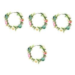 4 Stück künstlicher Rosenkranz, Hochzeit, weißer Schleier, florale Hochzeitsgirlande, Stirnbänder, Mädchen-Stirnbänder, hawaiianische Haar-Accessoires, Mädchen-Haarband, Simulation Ro von GaRcan