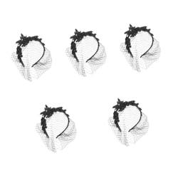 5 Stück Vintage Mesh Stirnband Spitze Fascinator Hochzeit Haarband Halloween Stirnband Beerdigung Hüte für Frauen mit Schleier Teeparty Frauen Stirnband Mesh Haarband von GaRcan