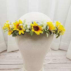 6 stücke Kleine Sonnenblume Blume Krone Kranz Mädchen Stirnband Hochzeit Haar Zubehör Kopfschmuck Girlande Braut Kopfbedeckungen von GaRcan