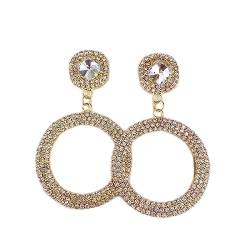 Damen-Ohrringe, schöne große runde Strass-Ohrringe, modische glänzende große Ring-Anhänger, Kristall-Ohrringe, Braut- und Hochzeitsschmuck, modische Ohrringe von GaRcan