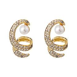 Damenohrringe, Spirale funkelnde Diamant-Perlenohrringe Damen High-End-Licht-Luxus-Design-Ohrringe Damenohrringe Mode von GaRcan