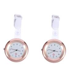 GaRcan 2 Stück Krankenschwester-Tisch-Clip-on-Uhren für Damen, Clip-on-Taschenuhr mit Kette, Krankenschwester-Taschenuhr (Roségold x 2 Stück, 9 x 4,5 cm x 2 Stück) von GaRcan