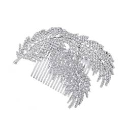 Haarseitenkamm Silber Haarkamm Clip Schleier Haarkamm Kristall Haarschmuck Perlen Haarkamm Hochzeit Kristall Kopfschmuck Blatt Design Braut Haarkamm br von GaRcan