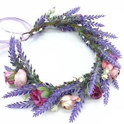 Lavendel Blumenkranz Krone Festival Stirnband Damen Haarschmuck Kopfschmuck Blumengirlanden Hochzeit Party Blumen Kopfbedeckung von GaRcan