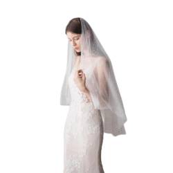 Schleier Koreanischer handgenähter Haarkamm mittlerer Länge Doppelschicht Brautkopf Kleid Hochzeitszubehör von GaRcan