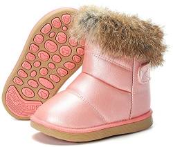 Baby Boots Mädchen Stiefel Winterstiefelchen Warme Gefüttert Schneestiefel Stiefelette Kurzschaft Weich Bequem Schuhe Size Pink 20 EU =21CN von Gaatpot