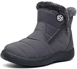 Damen Winterstiefel Wasserdicht Warm gefütterte Schneestiefel Winterschuhe Winter Kurzschaft Stiefel Boots Grau 36 von Gaatpot