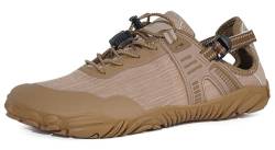 Gaatpot Barfußschuhe Atmungsaktiv Fitnessschuhe rutschfest Aquaschuhe mit Klettverschluss für Damen Herren,Khaki,EU40 von Gaatpot