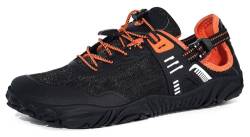 Gaatpot Barfußschuhe Atmungsaktiv Fitnessschuhe rutschfest Aquaschuhe mit Klettverschluss für Damen Herren,Schwarz Orange,EU38 von Gaatpot