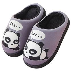 Gaatpot Damen Herren Warme Hausschuhe Winter Mädchen Jungen Niedliche Cartoon Panda Baumwolle Pantoffel Indoor Haus Slippers- Gr. 37/38 EU (Etikettgröße:38/39), Grau von Gaatpot