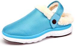 Gaatpot Hausschuhe Damen Herren Warm Gefüttert Winter Clogs Pantoletten Gartenschuhe rutschfest Plüsch Hausschuh Schuhe Himmelblau 36 von Gaatpot