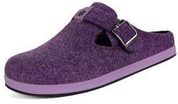 Gaatpot Hausschuhe Damen Pantoffeln Warme Filz Clogs Winter Slipper,Violett A,EU37 von Gaatpot