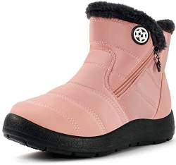Gaatpot Winterstiefel Damen Winterschuhe Wasserdicht Warm gefütterte Schneestiefel Winter Kurzschaft Stiefel Boots Pink 42 von Gaatpot