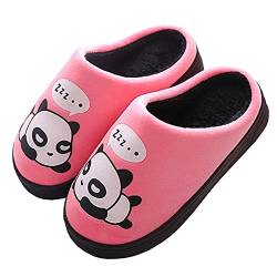 Winter Pantoffeln Damen Herren Warme Plüsch Hausschuhe Mädchen Jungen Home Rutschfeste Cartoon Panda Slippers Pink 31/32 EU = 32/33 CN(230) von Gaatpot