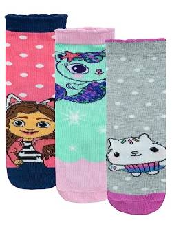 Gabby's Dollhouse Socken 3er Pack | Mercat und Cakey Cat Mädchen Socken | Pack mit 3 Baumwollsocken | 3er-Pack bunte Kindersocken | Offizielles Merchandise | Size 20-23 von Gabby’s Dollhouse