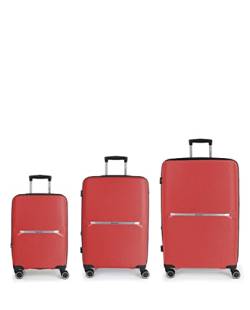 Kume Koffer-Set (Kabine, mittel und groß), ausziehbar, mit Fassungsvermögen bis zu 204 l, korallenrot, Koffer und Trolleys von Gabol