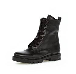 Gabor Damen Combat Boots, Frauen Stiefeletten,Wechselfußbett,Komfortable Mehrweite (H),Winterstiefel,Bootee,schwarz (Flausch),40.5 EU / 7 UK von Gabor