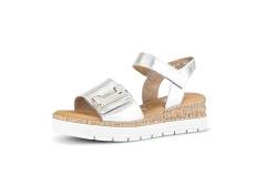 Gabor Damen Keilsandalen, Frauen Sandalen,Moderate Mehrweite (G),keilabsatz,wedge-heel,bequem,flach,silber (uni+gold),38.5 EU / 5.5 UK von Gabor