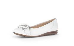 Gabor Damen Klassische Ballerinas, Frauen Flats,Leichte Mehrweite (G),Ballet-Flats,Ausgehschuhe,Abendschuhe,Weiss (Uni+Silber),36 EU / 3.5 UK von Gabor