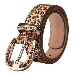 Gackoko Damen Gürtel Leopardenmuster Wildleder PU Leder Gürtel für Kleid & Jeans mit modischer Metallschnalle von Gackoko