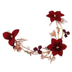 Gadpiparty Haarschmuck Mit Roten Blumen Haarschmuck Für Damen Haarschmuck Für Frauen Rote Haaraccessoires Für Frauen Braut Haarschmuck Hochzeit Legierung Kleid Zubehör Brautjungfer von Gadpiparty