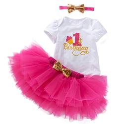 Baby Mädchen Geburtstag Kleidung Set Kurzarm Baumwolle Strampler+Tutu Rock+Stirnband 3PCS Prinzessin Outfits Fotoshooting Kostüm von Gaga city