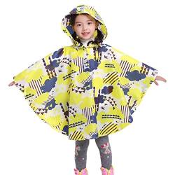 Gaga city Kinder Regenponcho Jungen Mädchen mit Kapuze, Wiederverwendbarer wasserdichter Regenponcho, Leichtes Polyester Gelbe Wolken/M von Gaga city