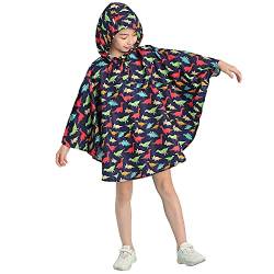 Gaga city Kinder Regenponcho Mädchen Regencape Jungen Regenbekleidung baby Faltbar Wiederverwendbar Regenschutz Regenmantel Dinosaurier Gedruckt L von Gaga city