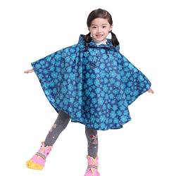 Gaga city Regenkleidung Kinder Mädchen & Jungen Regencape Regenmantel mit Regenponcho Aufbewahrungstasch Blaue Blumen/L von Gaga city