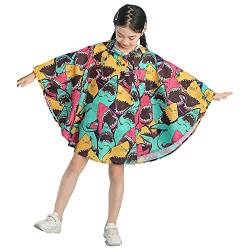 Gaga city Regenmantel Kinder Mädchen Junge Poncho Wiederverwendbar Regenponcho Leichte Wasserdicht Regencape Hai Gedruckt S/1-3 Jahre von Gaga city