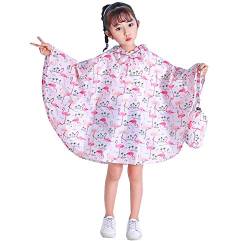 Gaga city Regenponcho Kinder Fahrrad Kids Regenmantel Kinder Regenjacke Regen Regencape Regenbekleidung Cute Unisex Jungen Mädchen Rosa Flamingo/L von Gaga city