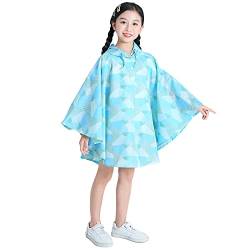 Regenponcho Kinder Mädchen Regencape Regenmantel Cape Kinder Blau gedruckt L 6 Jahre 7 Jahre 8 Jahre von Gaga city