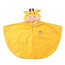 Wasserdicht Winddicht Poncho Cape Impermeable für Kinder Mädchen Regenjacke mit 3D Cartoon Tier Muster Gelb Giraffe/L von Gagacity