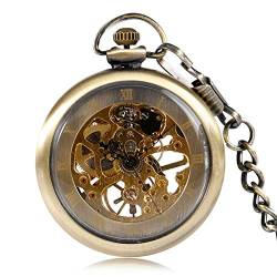 GagalU Mechanische Taschenuhr, Klassische Bronze, Vintage-Steampunk-Uhr für Herren und Damen von GagalU