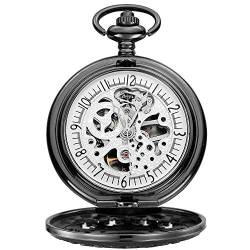 GagalU Taschenuhr, Hohle Muschelperspektive, untere Abdeckung, mechanische Taschenuhr, Herrenuhr, geeignet für Freizeit- und Geschäftsanlässe von GagalU