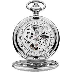 GagalU Taschenuhr, Hohle Muschelperspektive, untere Abdeckung, mechanische Taschenuhr, Herrenuhr, geeignet für Freizeit- und Geschäftsanlässe von GagalU