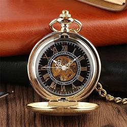 GagalU Taschenuhr, goldene mechanische Taschenuhr, Schild-Design, Handaufzug, Steampunk, Coole Anhänger-Taschenuhr, Kettenuhr für Männer und Frauen als Sammlerstück von GagalU