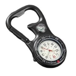 GagalU Taschenuhr, multifunktionale Clip-On-Karabiner-Taschenuhr, Kompass, Flaschenöffner, Köche, leuchtende Outdoor-Sportuhr, Zubehöruhr von GagalU