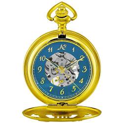 GagalU Taschenuhr Halskette Musik Harfe Vintage Silber Gehäuse Skelett Horloge mechanische Uhr Anhänger Halskette Geschenke Taschenuhr von GagalU