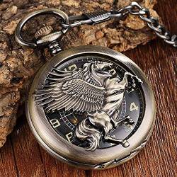 GagalU Taschenuhr Retro Wing Horse Mechanische Taschenuhr Handaufzug Anhänger Kette Taschenuhr Vintage Halskette Hohl Für Männer Jungen Geschenk von GagalU