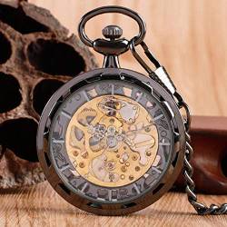 GagalU Taschenuhr Taschenuhr mit Kette Halskette Steampunk Skelett mechanischer Anhänger Taschenuhr Uhr Anhänger Handaufzug Männer Frauen Kette Geschenk von GagalU