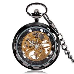 GagalU Taschenuhr Vintage-Taschenuhr mit Taschenkette, offenes Zifferblatt, mechanische Taschenuhr, Exquisite Taschenuhr, Geschenke für Männer, Schwarz von GagalU