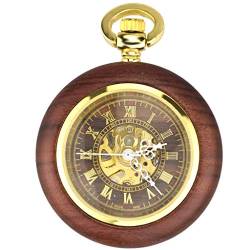 GagalU Taschenuhren Mahagoni Automatische Mechanische Taschenuhr Männer Und Frauen Klassische Retro Ausgehöhlte Antike Halskette Uhr Vintage Taschenuhr von GagalU